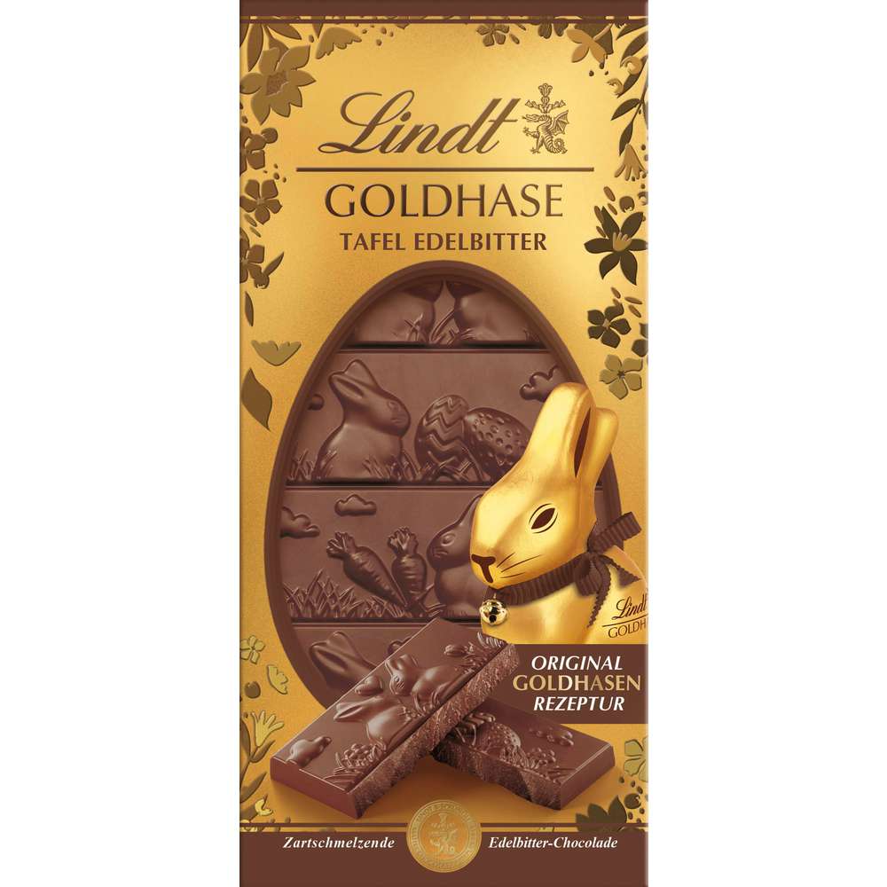 Produktabbildung Lindt Goldhase Tafelschokolade Edelbitter 60 %