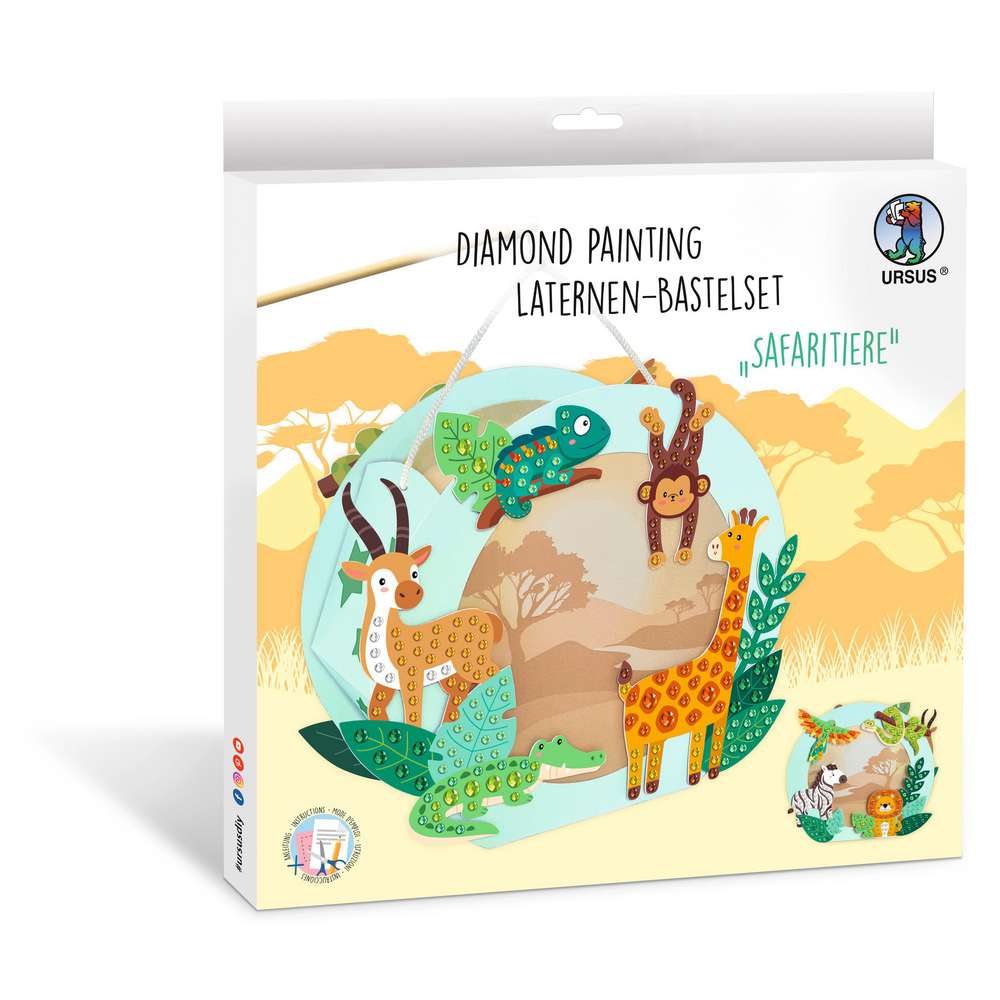 Produktabbildung Ursus Diamond Painting Laternen-Bastelset Safaritiere