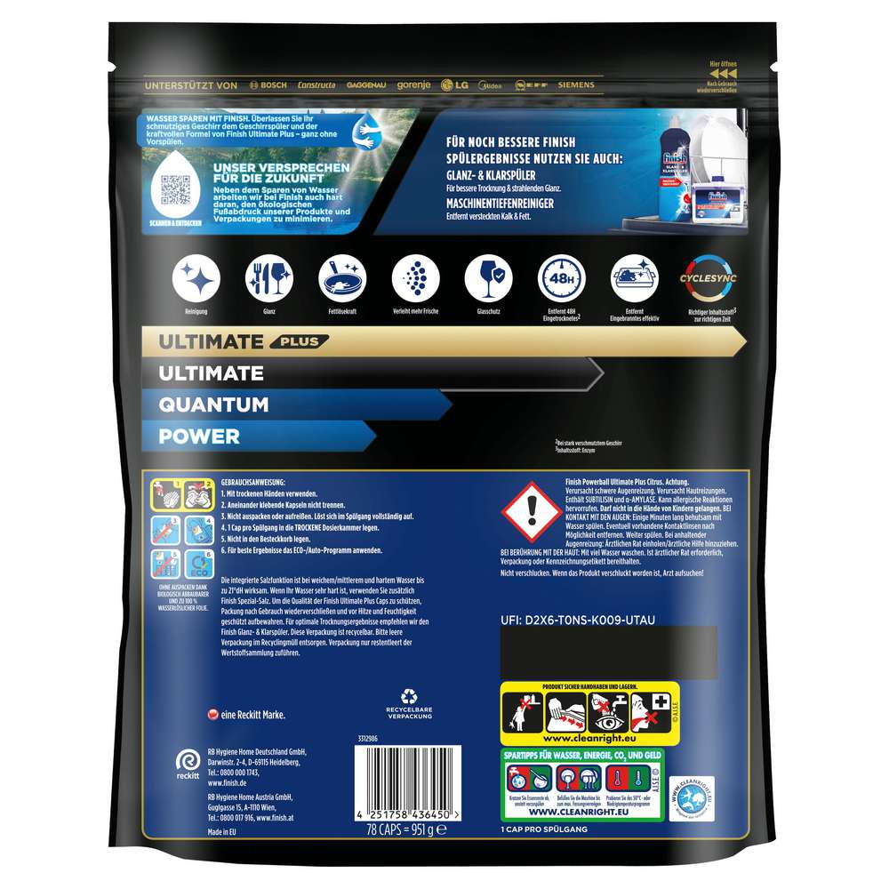 Produktabbildung Finish Spülmaschinen-Caps Ultimate Plus Citrus