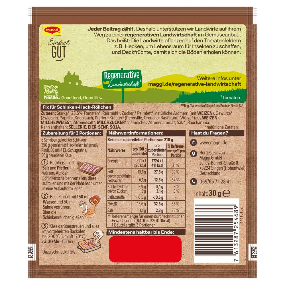 Produktabbildung Maggi Gewürzmischung Fix, Schinken-Hack-Röllchen 100 % natürliche Zutaten