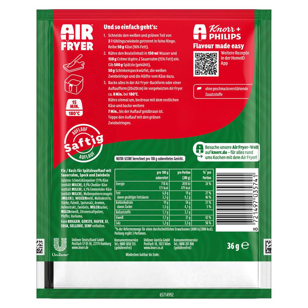 Produktabbildung Knorr Fix-Würzmischung Airfryer, Spätzleauflauf