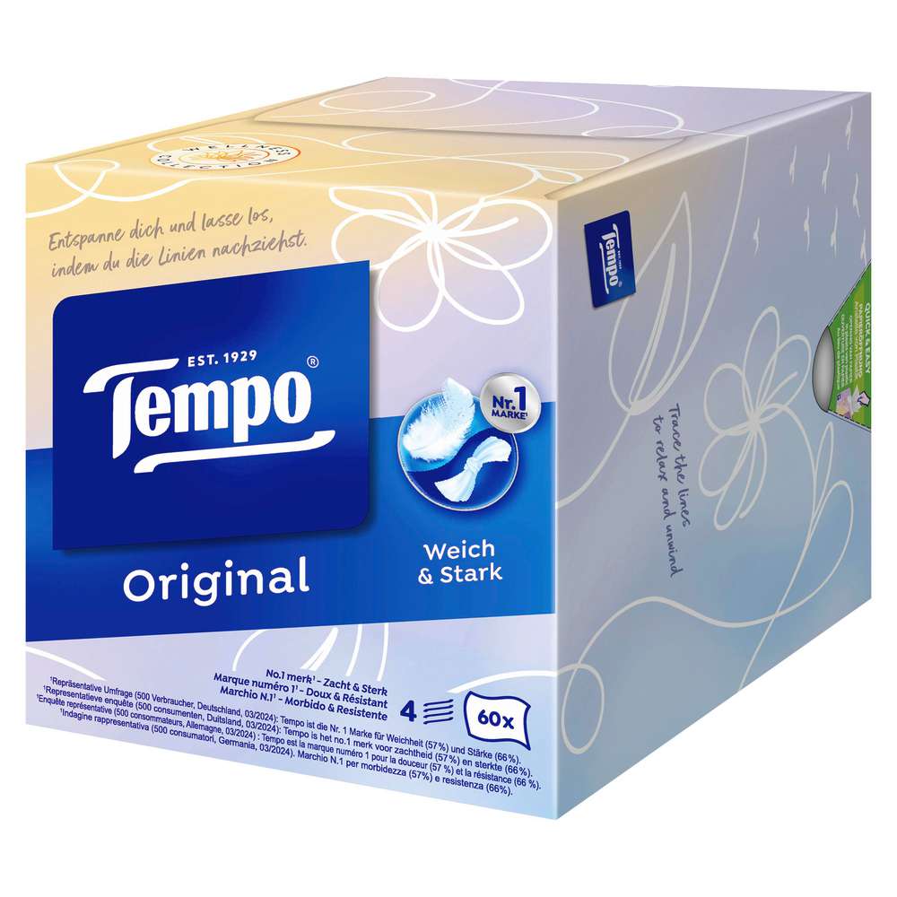 Produktabbildung Tempo Taschentücher, Würfelbox