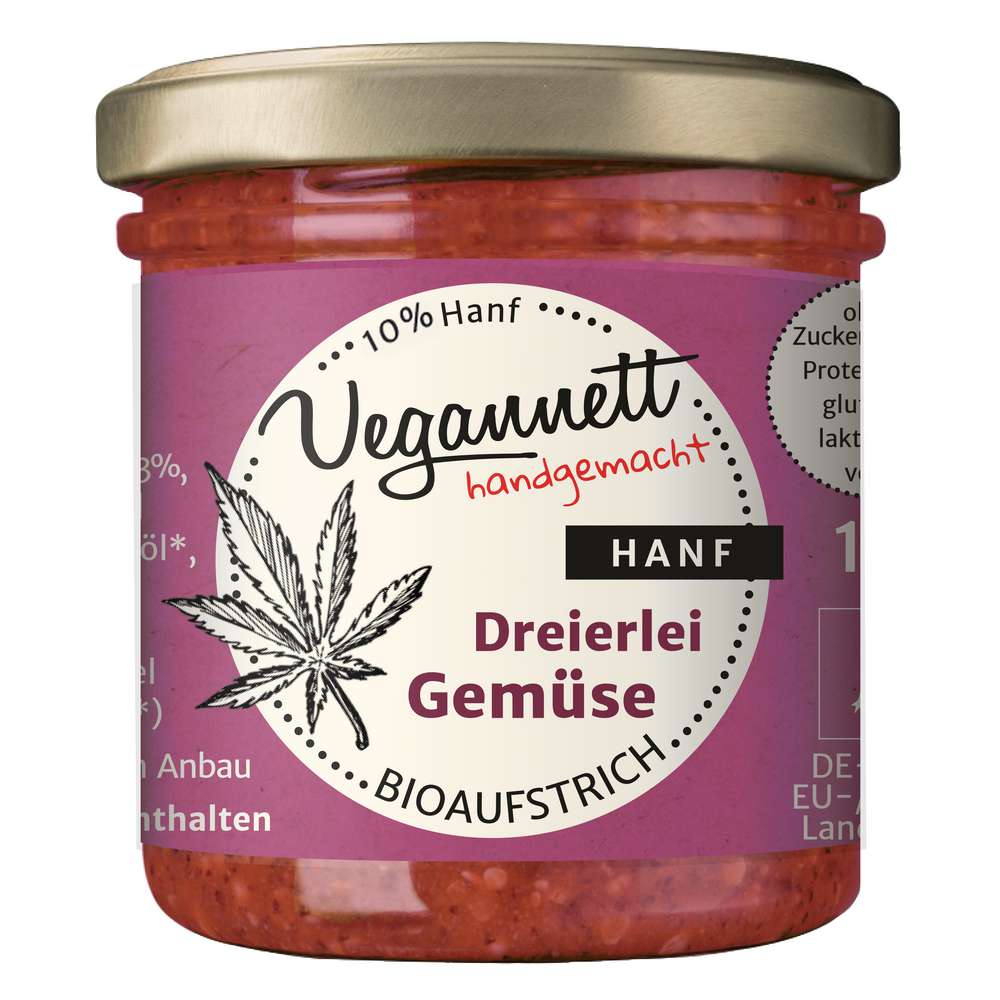 Produktabbildung Vegannett Bioaufstrich Dreierlei Gemüse, mit Hanf
