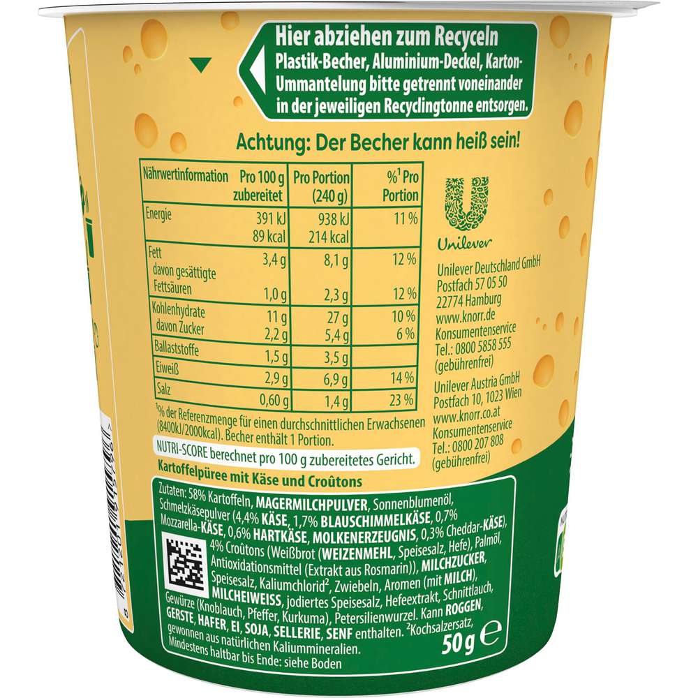 Produktabbildung Knorr Kartoffel Snack, 4 Käse & Croutons