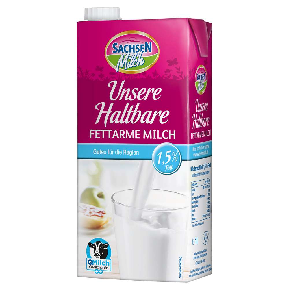 Produktabbildung Sachsenmilch Fettarme Milch Unsere Haltbare, 1,5% Fett