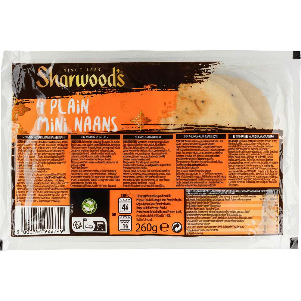 Produktabbildung Sharwood's Plain Mini Naans, Brot