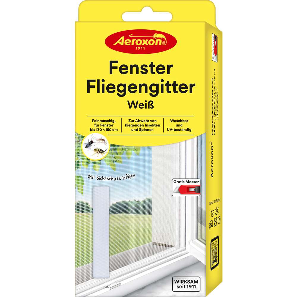 Produktabbildung Aeroxon Fenster-Fliegengitter, weiß 130 x 150 cm