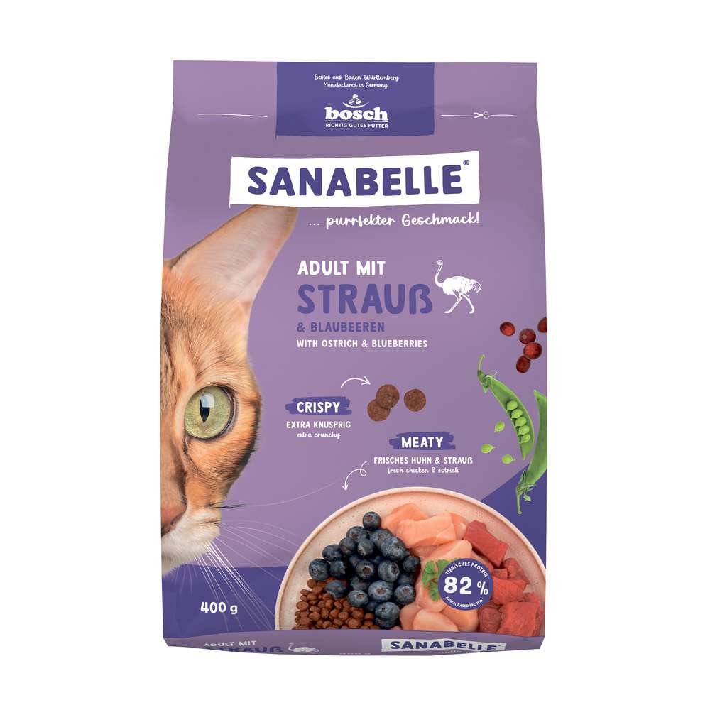 Produktabbildung Sanabelle Katzenfutter Adult mit Strauß & Blaubeeren