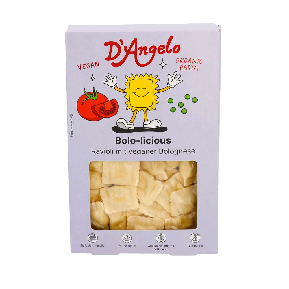 Produktabbildung D'Angelo Vegane Pasta Bolo-licous, Ravioli mit Bolognese