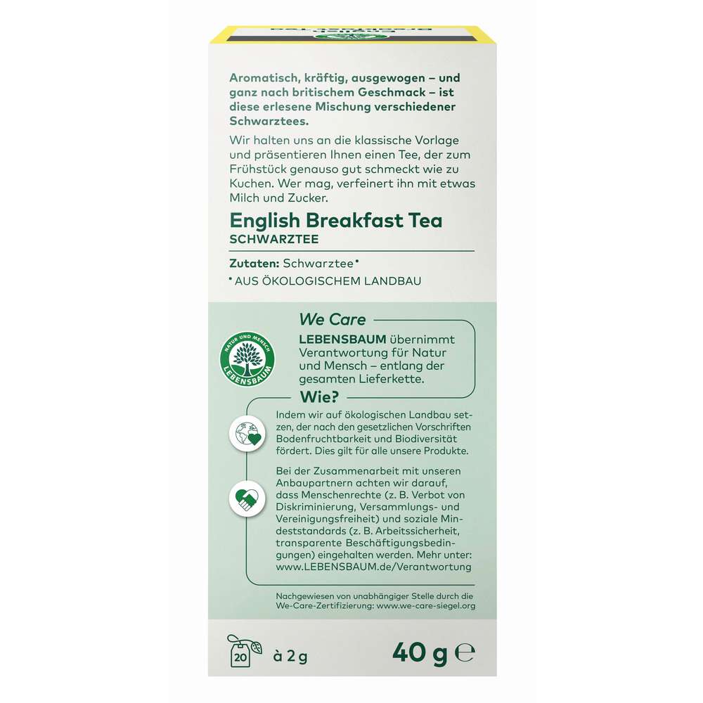 Produktabbildung Lebensbaum Bio Kräutertee, English Breakfast