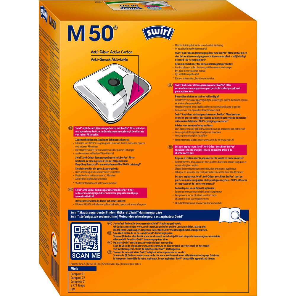 Produktabbildung Swirl Staubsaugerbeutel M50, Anti-Odour