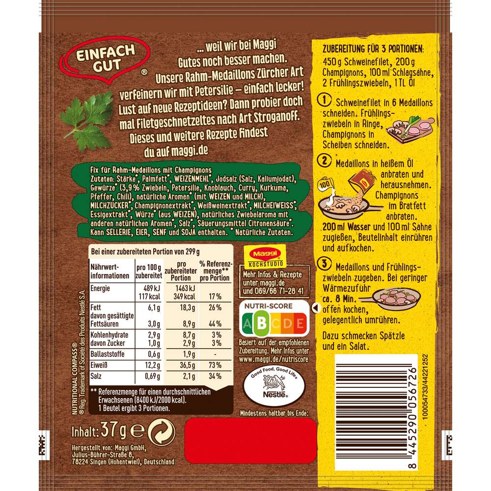 Produktabbildung Maggi Rahm-Medaillons Zürcher Art