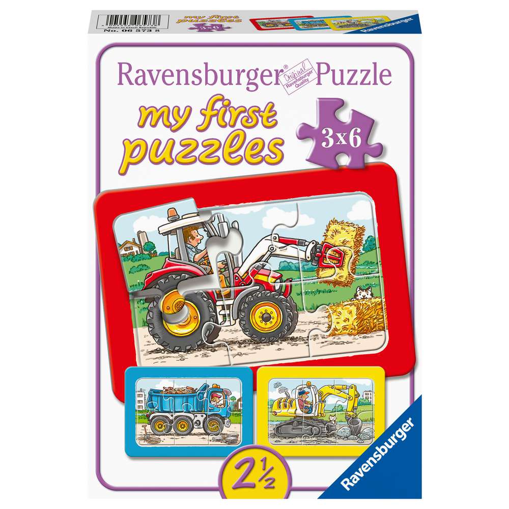 Produktabbildung Ravensburger My First Puzzle 3x6 Teile, Bagger, Traktor und Kipplader