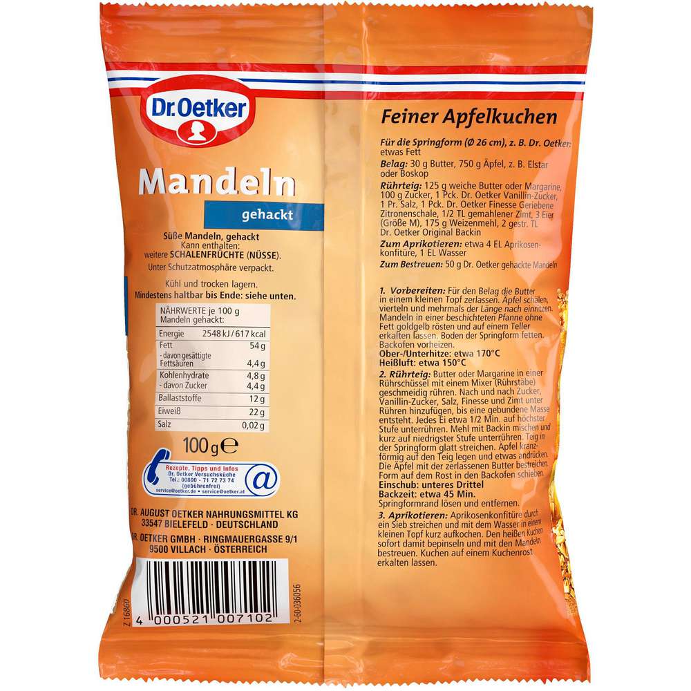 Produktabbildung Dr. Oetker Mandeln, gehackt