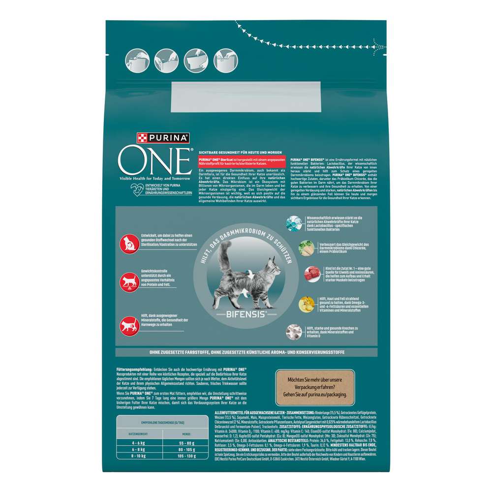 Produktabbildung Purina Katzen-Trockenfutter One, Bifensis, Sterilicat Rind