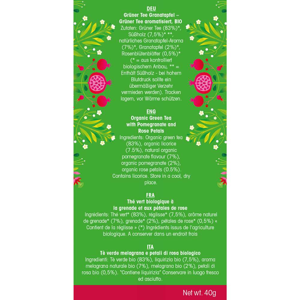 Produktabbildung English Tea Shop Bio Tee Organic, Grüner Tee Granatapfel