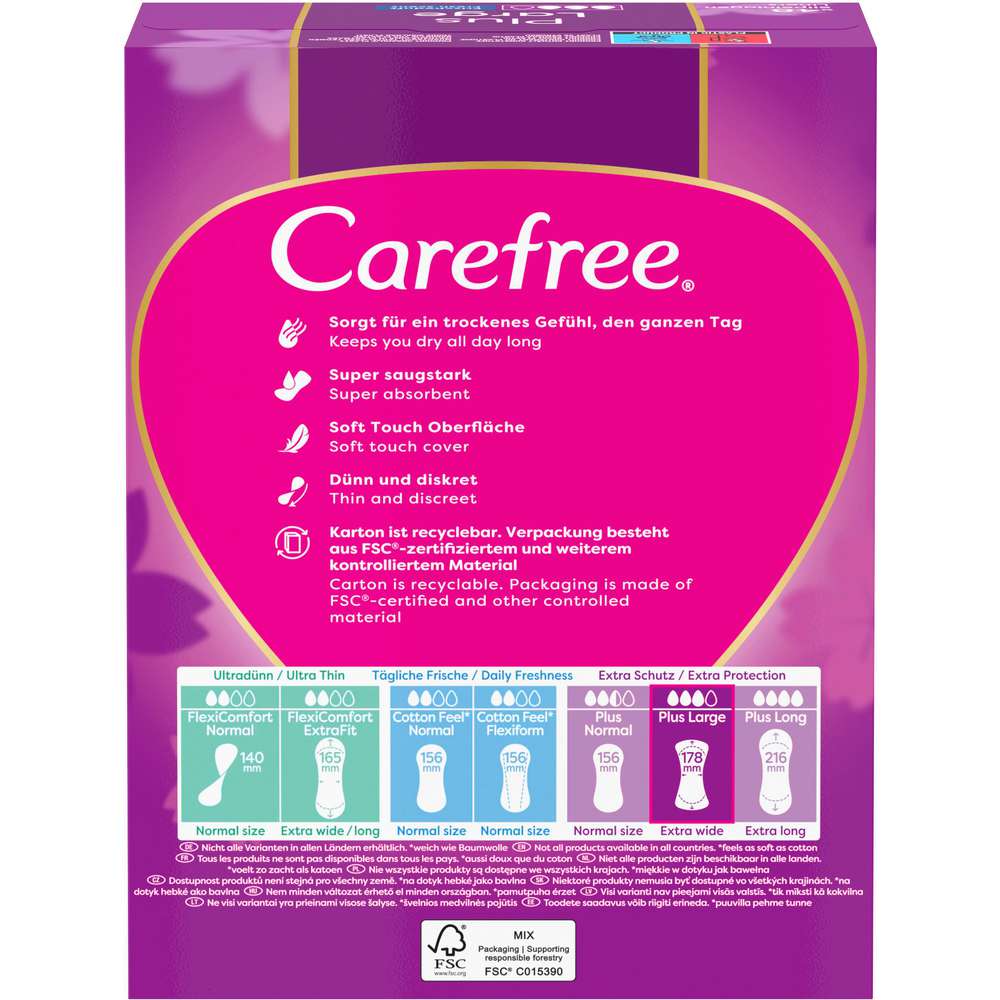 Produktabbildung Carefree Slipeinlagen Plus Large, Frischeduft, 48er