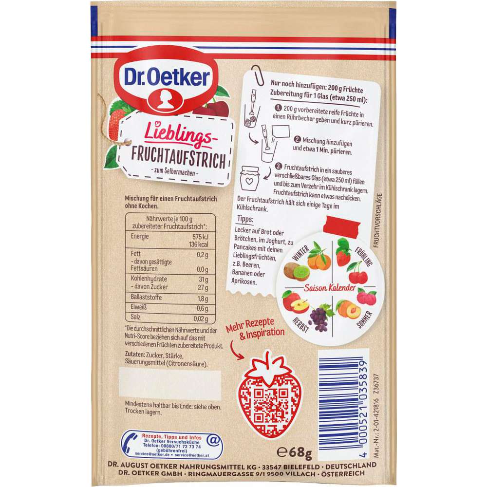Produktabbildung Dr. Oetker Lieblings-Fruchtaufstrich zum Selbermachen
