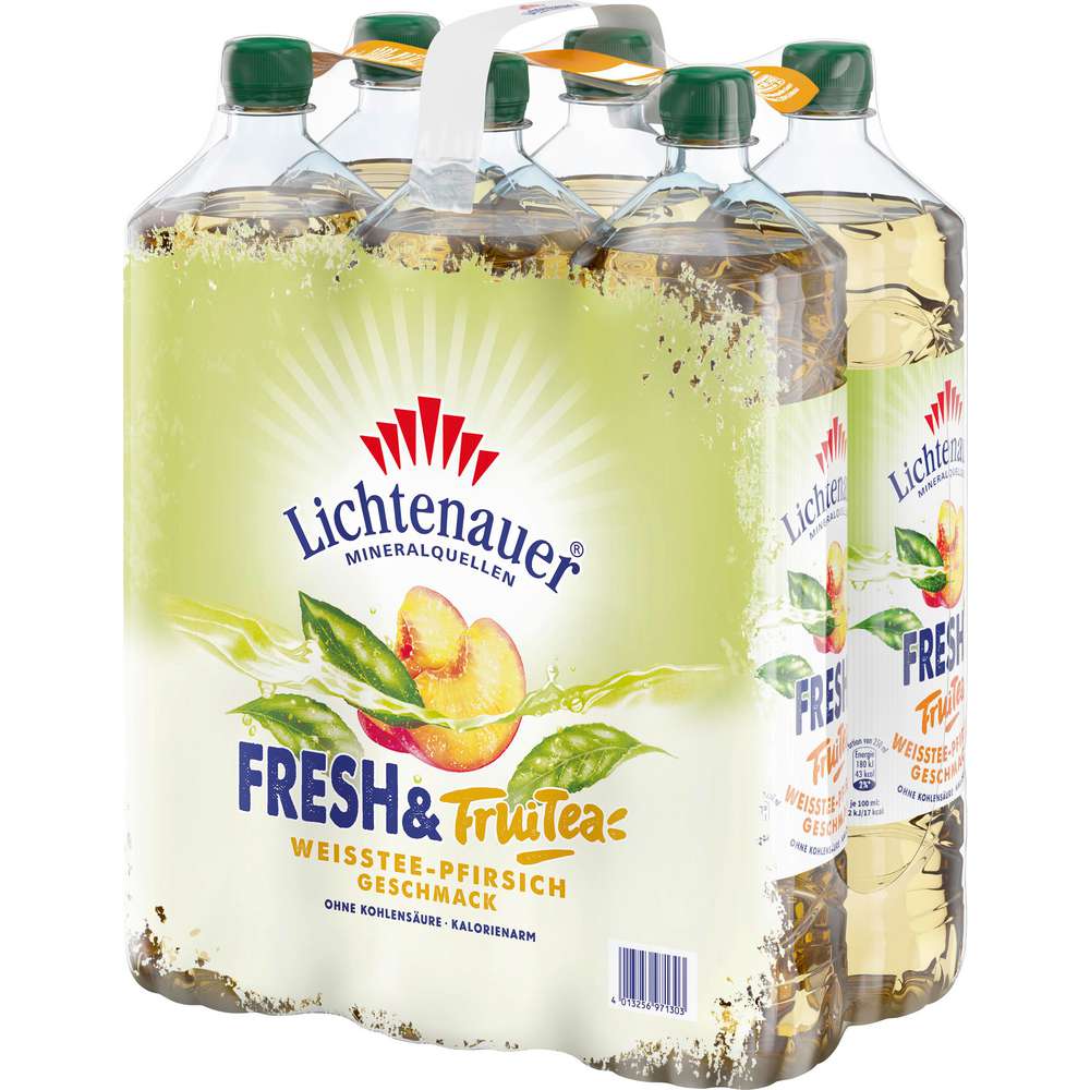 Produktabbildung Lichtenauer Weißtee-Pfirsich Schorle Fresh ́n FruiTEA (6x 1,500 Liter)