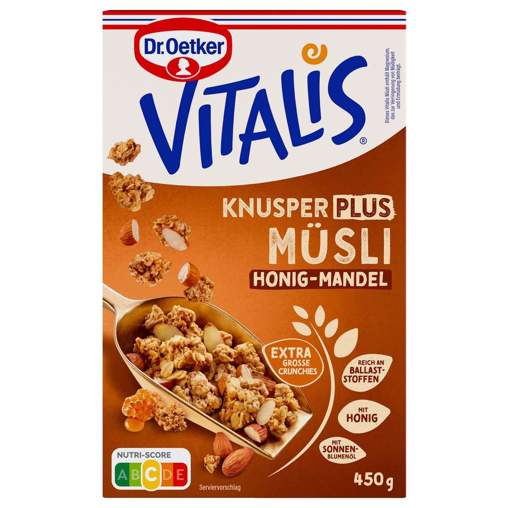 Produktabbildung Dr. Oetker Knusper-Müsli Vitalis, Plus Honig-Mandel