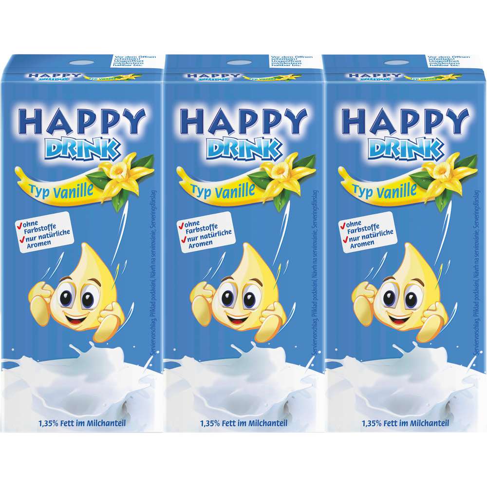 Produktabbildung Hochwald Milchgetränk Happy Drink, Vanille, 3 x 200ml