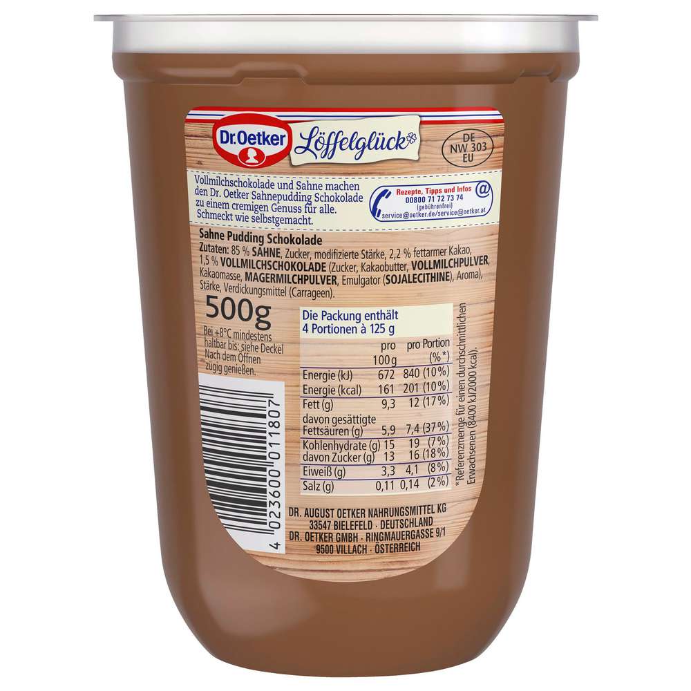 Produktabbildung Dr. Oetker Sahne Pudding Löffelglück, Vollmilch Schokolade