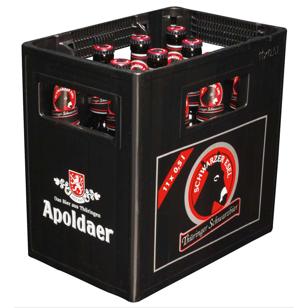 Produktabbildung Apoldaer Schwarzbier Schwarzer Esel, 4,5 % (11x 0,500 Liter)