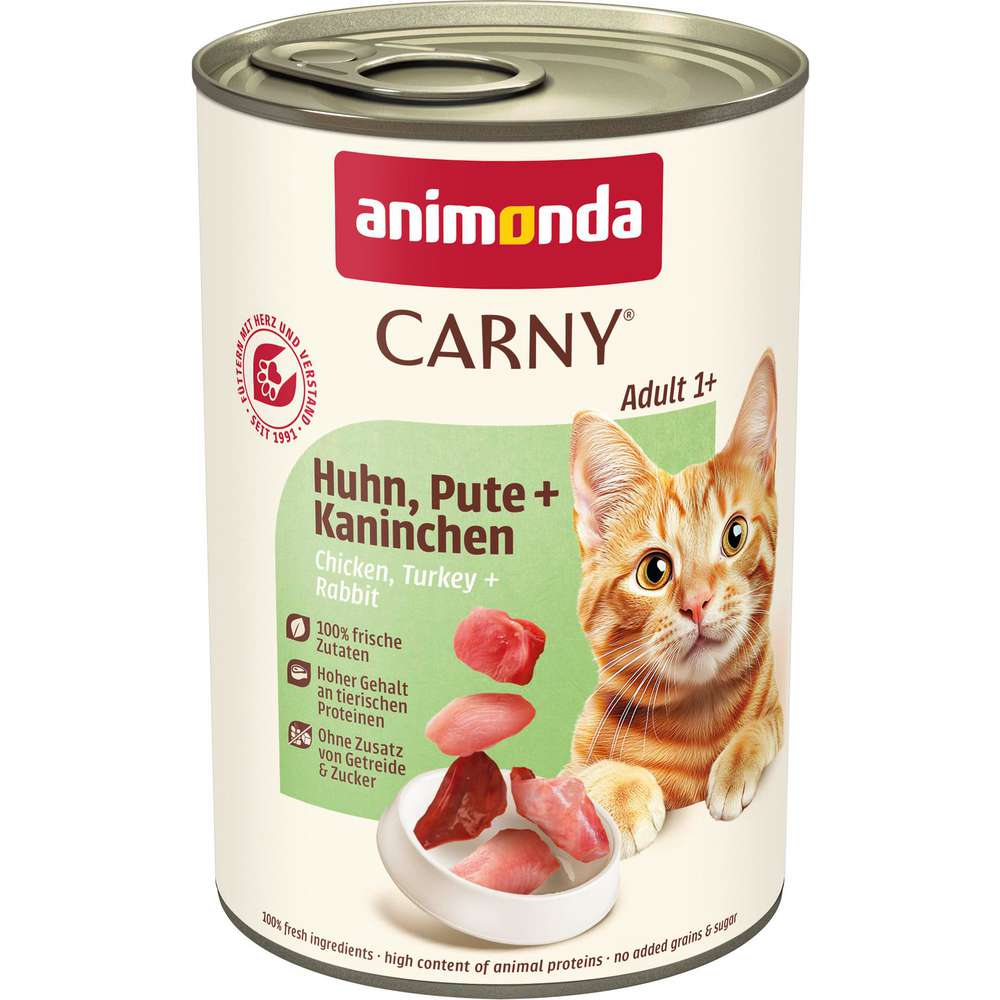 Produktabbildung animonda Katzen-Nassfutter Carny, Huhn/Pute/Kaninchen