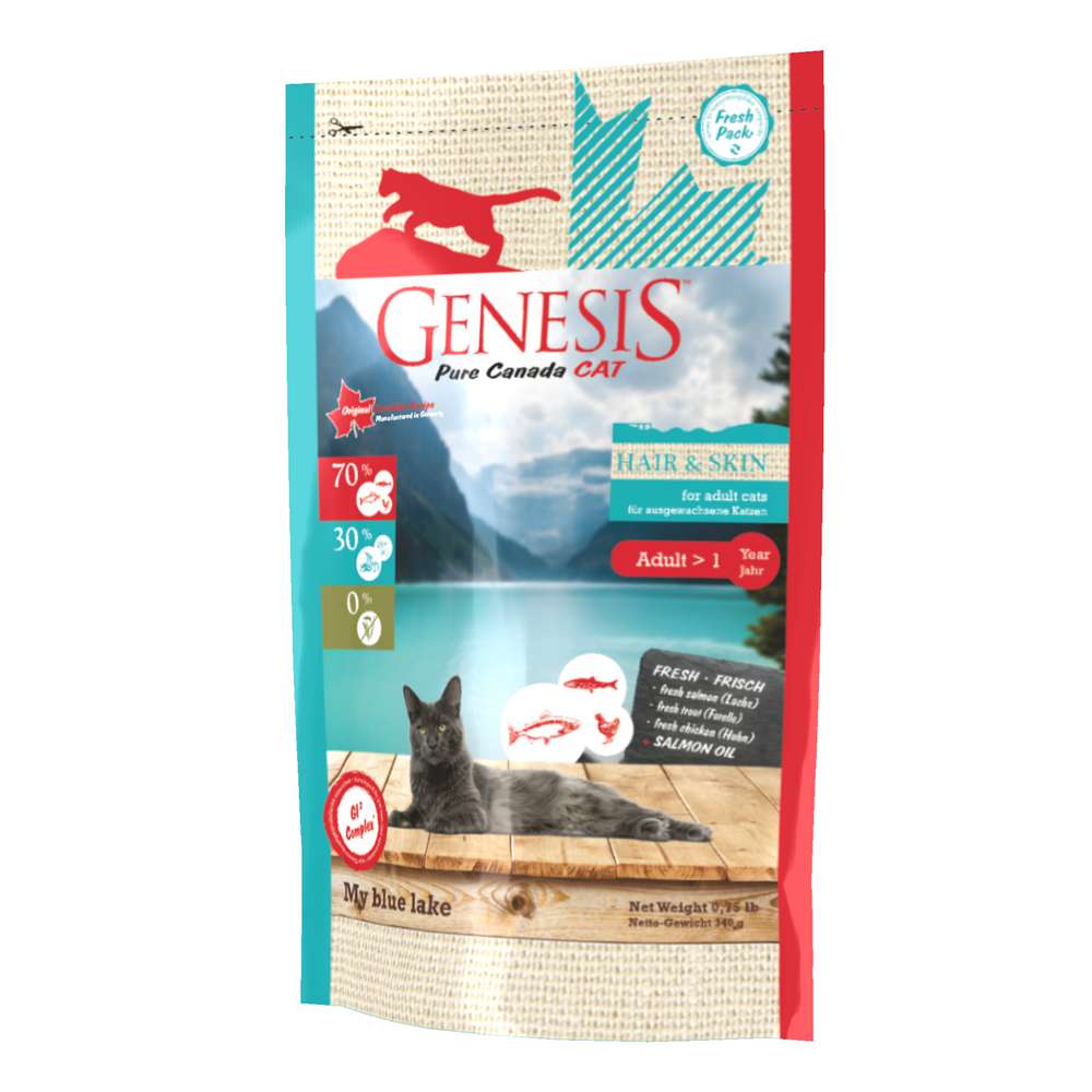 Produktabbildung Genesis Katzen-Trockenfutter Hair & Skin, Lachs/Forelle/Hahn