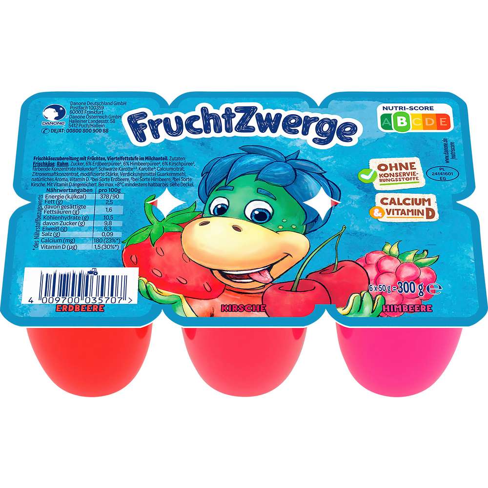 Produktabbildung Fruchtzwerge Fruchtquark, Erdbeere/Himbeere/Kirsche