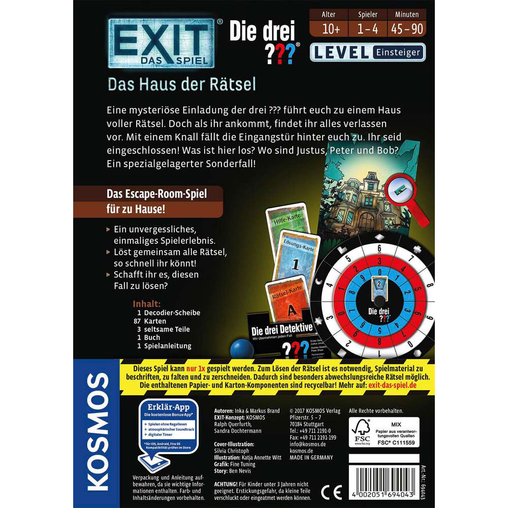 Produktabbildung Kosmos EXIT - Die drei ??? - Das Haus der Rätsel