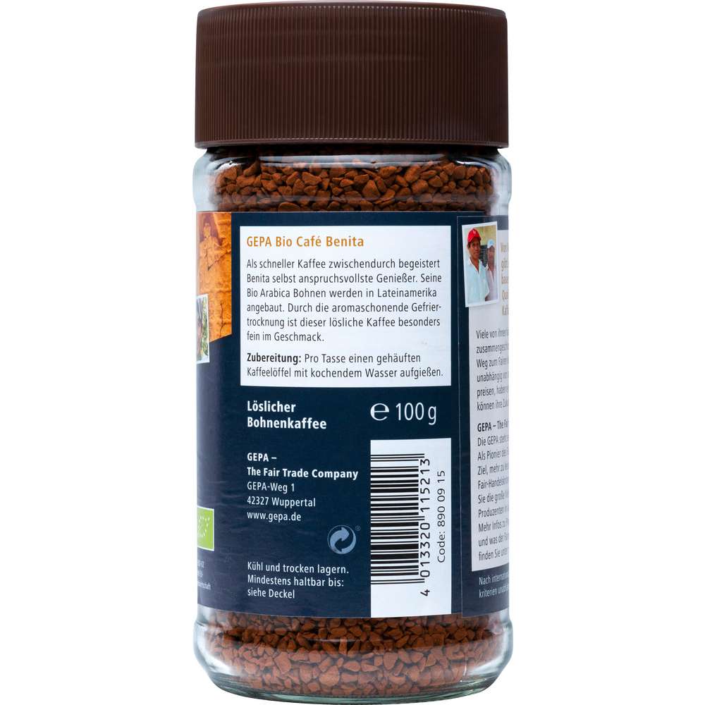 Produktabbildung Gepa Bio Kaffee Benita, löslicher Bohnenkaffee