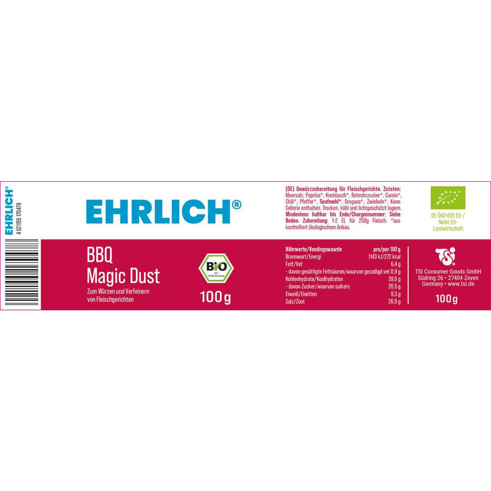 Produktabbildung Ehrlich Bio BBQ Magic Dust Gewürz
