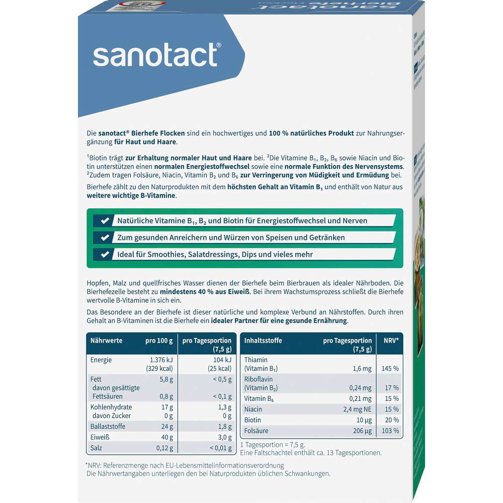 Produktabbildung sanotact Bierhefe Flocken