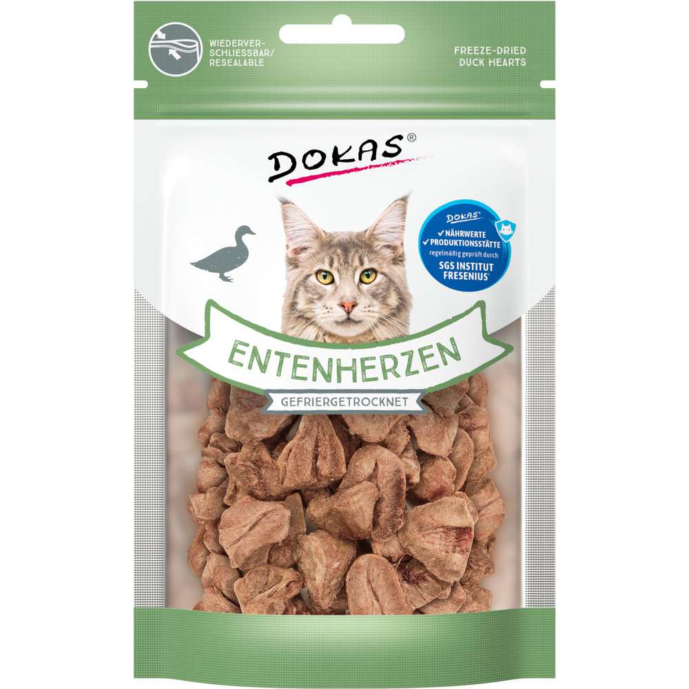 Produktabbildung Dokas Katzen-Snack, Entenherz gefriergetrocknet