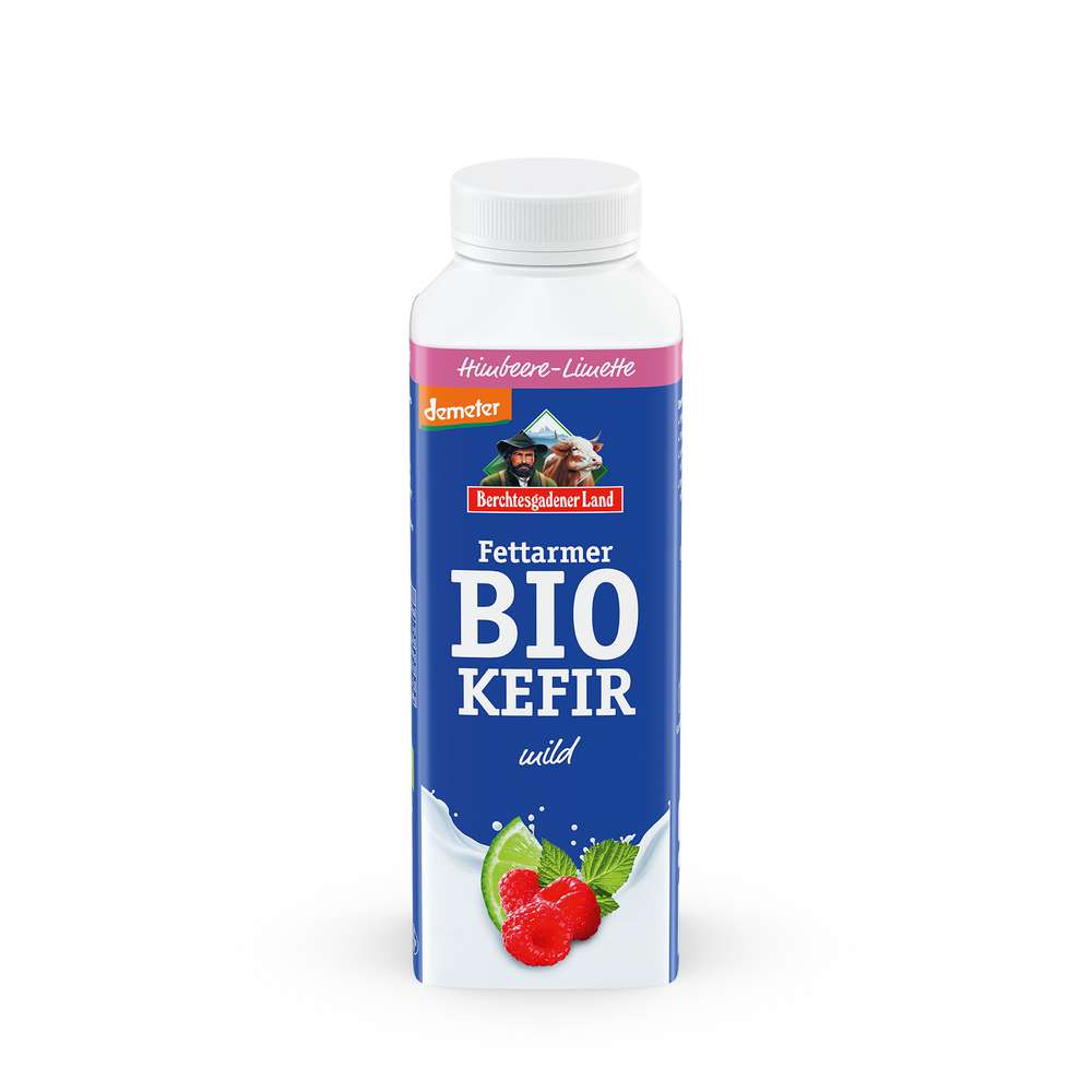 Produktabbildung Berchtesgadener Land Bio Kefir mild, Himbeere-Limette, fettarm