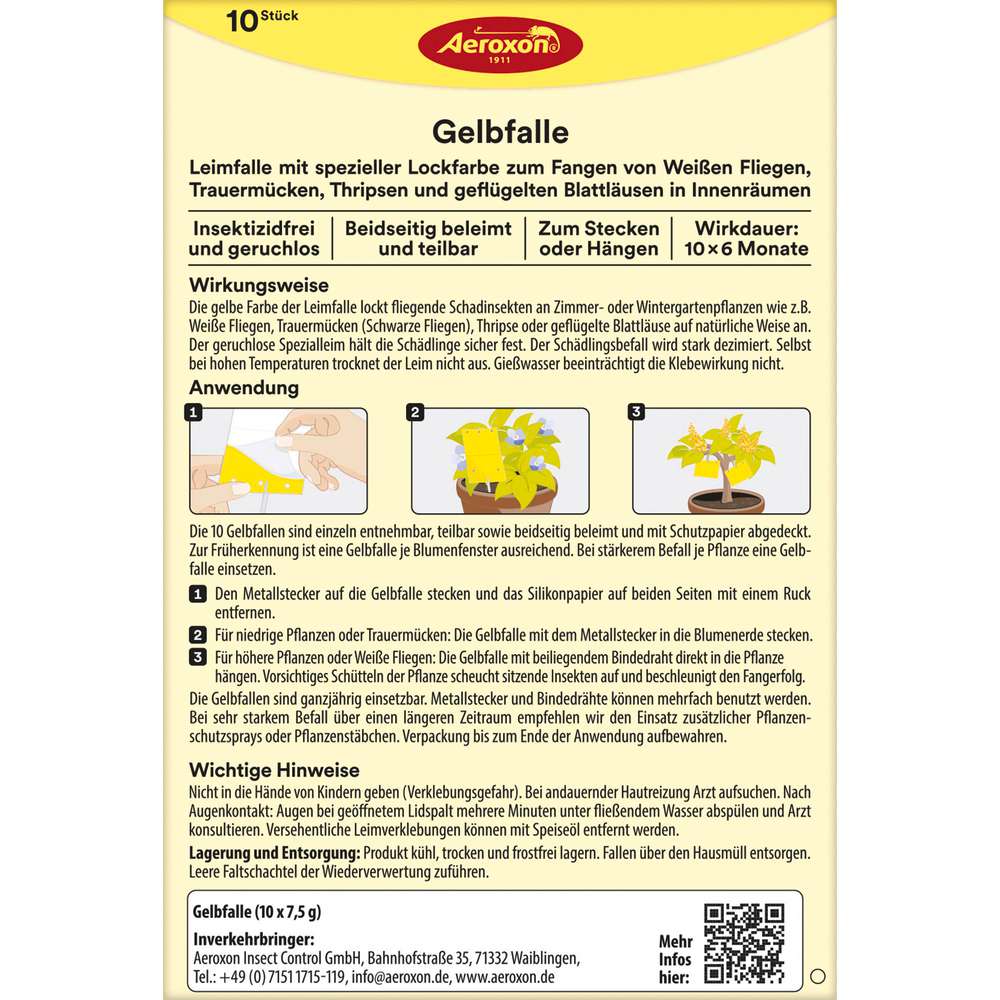 Produktabbildung Aeroxon Gelbfalle für Topfpflanzen