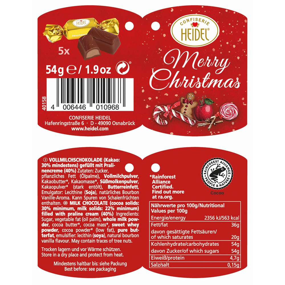 Produktabbildung Confiserie Heidel Schmuckherz Weihnachtsmärchen