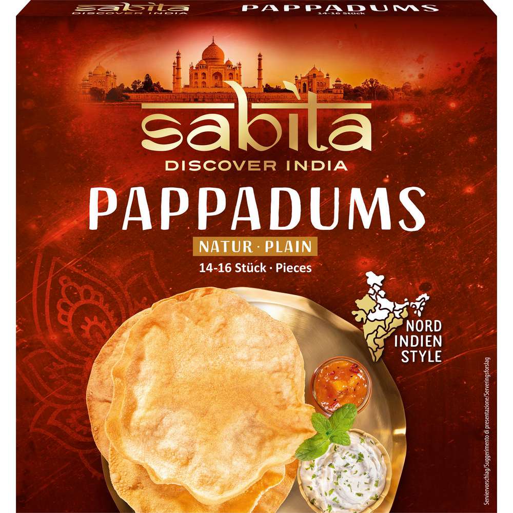 Produktabbildung Sabita Pappadums, getrocknete Linsenfladen