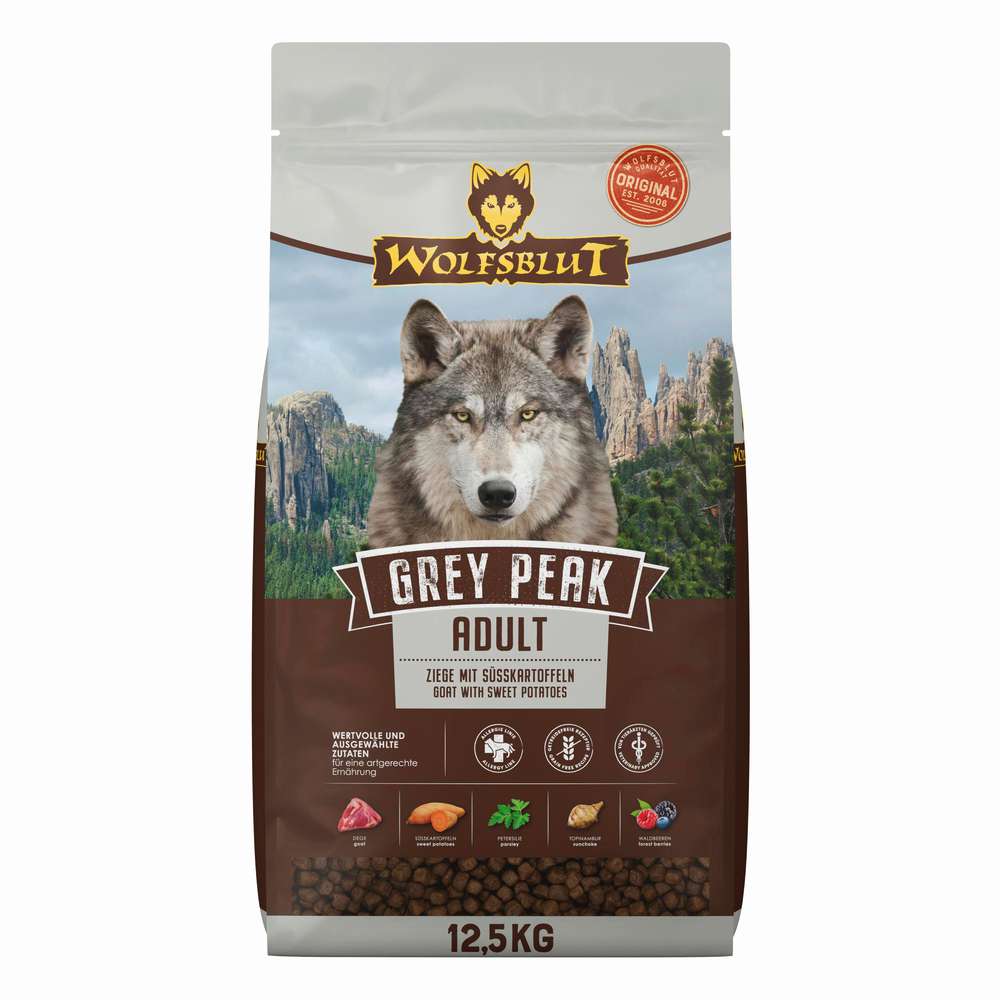 Produktabbildung Wolfsblut Hunde-Trockenfutter Grey Peak Adult, Ziegenfleisch/Süßkartoffel