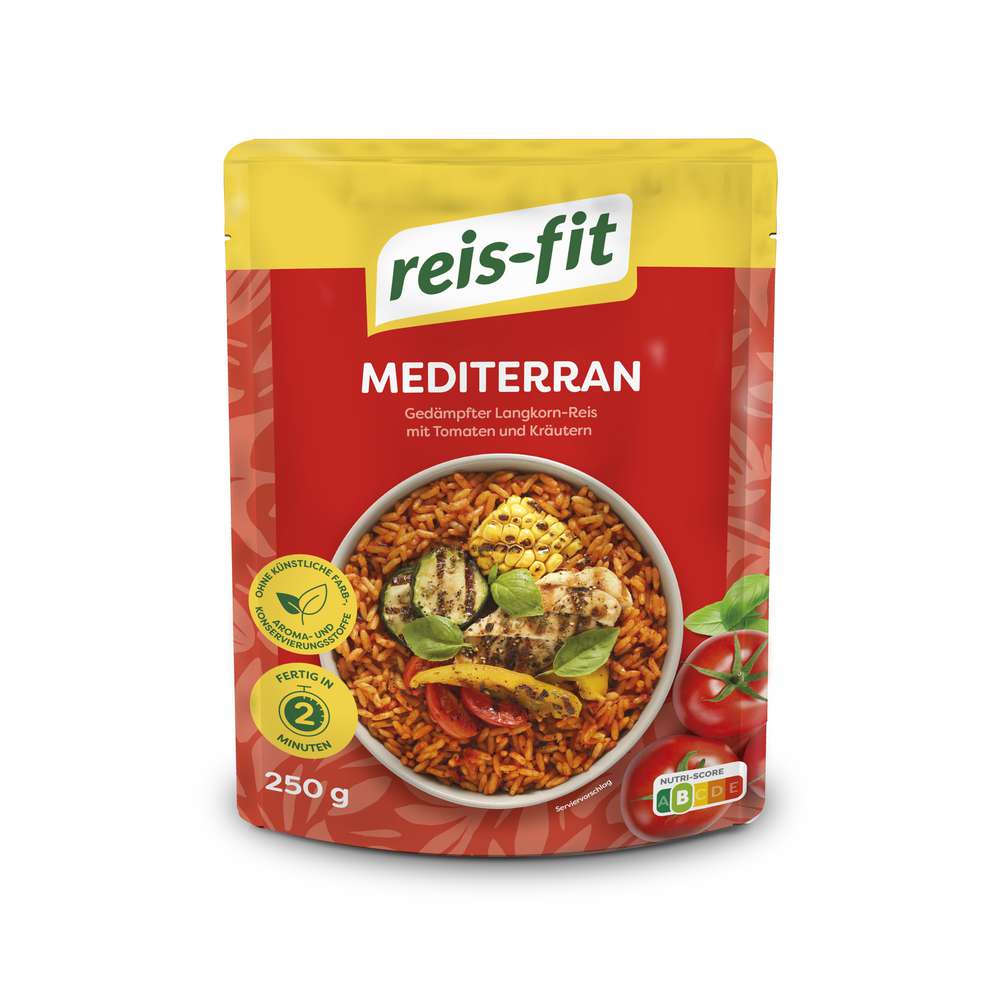 Produktabbildung Reis-Fit Mediterraner Reis, Tomaten und Kräuter
