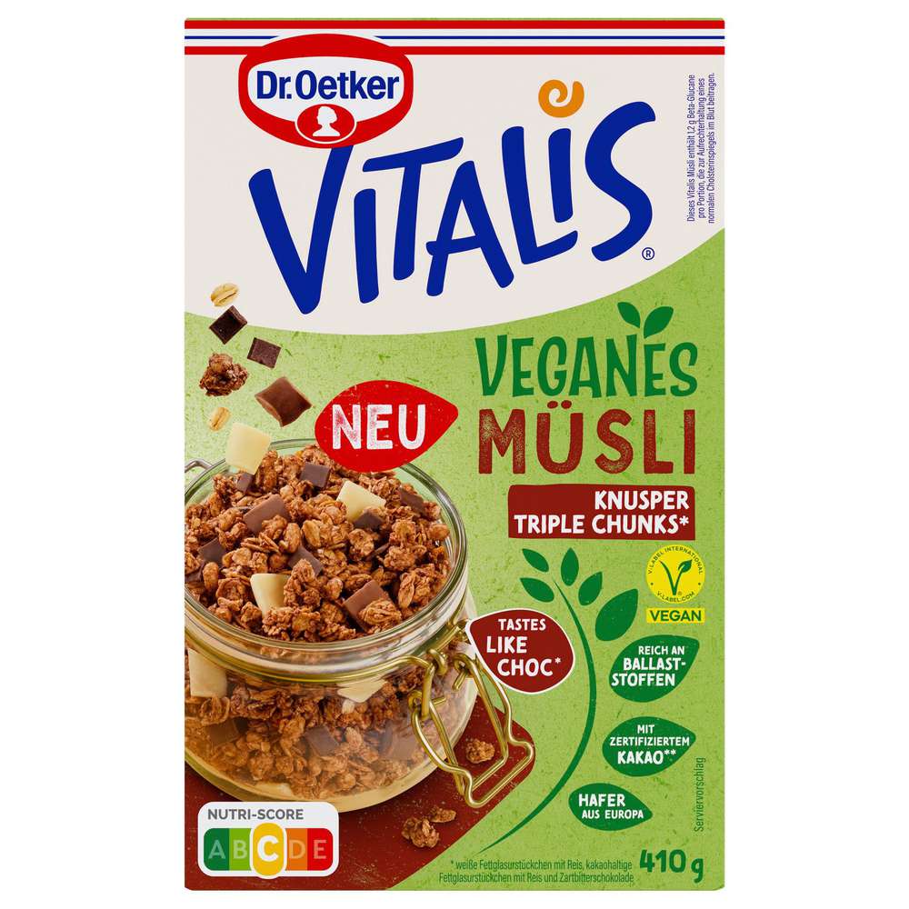 Produktabbildung Dr. Oetker Vitals Knusper Müsli Vegan, Triple Chunks