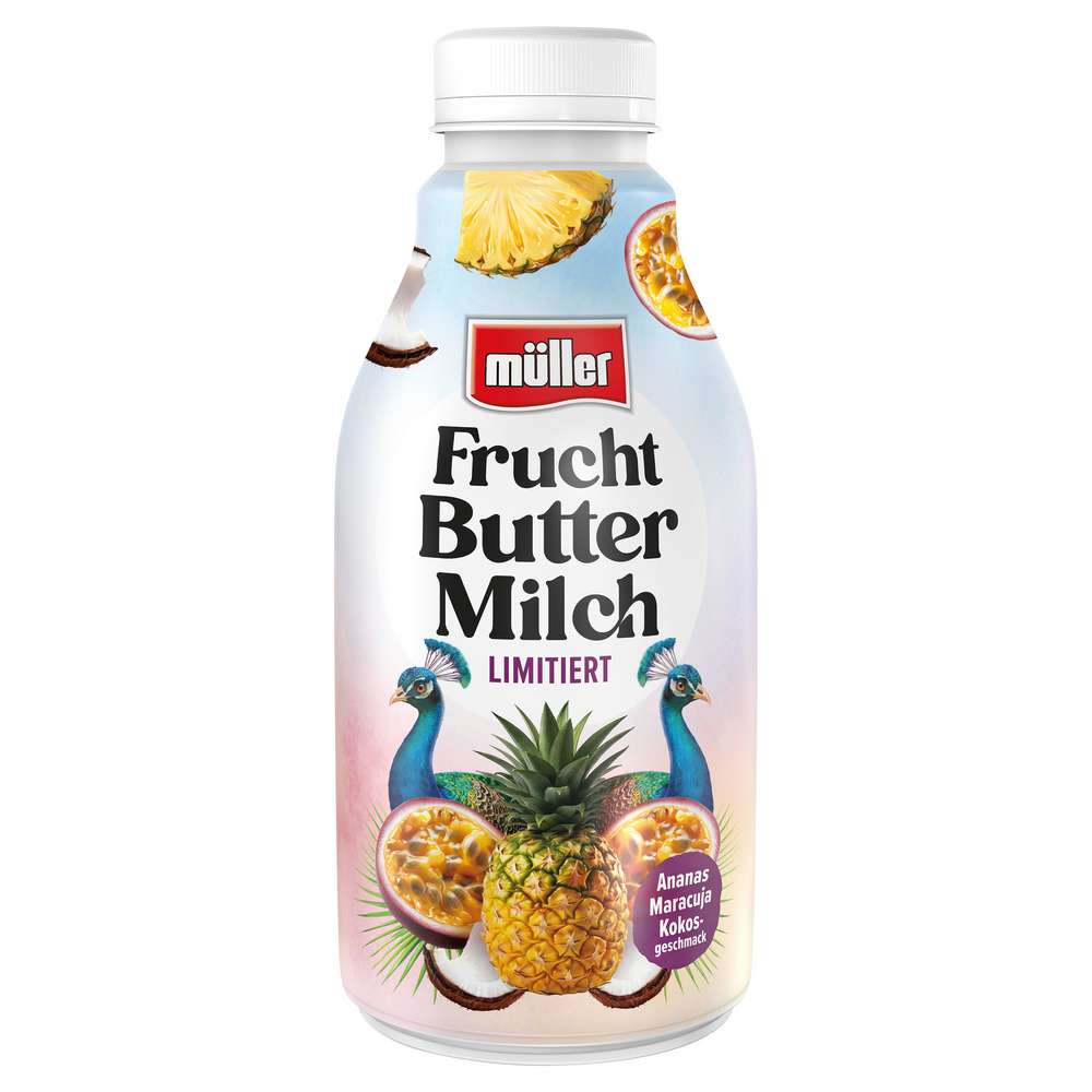 Produktabbildung Müller Fruchtbuttermilch, Ananas Maracuja Kokos-Geschmack