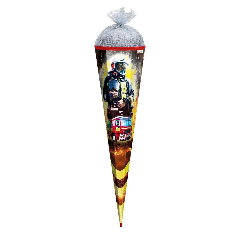 Produktabbildung Roth Motivschultüte, Feuerwehrmann, 85cm, Folie & Silbertüll