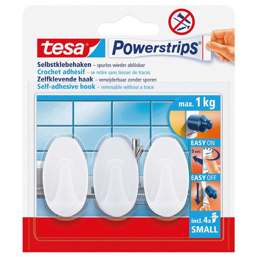 Produktabbildung tesa Selbstklebe-Haken Powerstrips, Oval Weiß