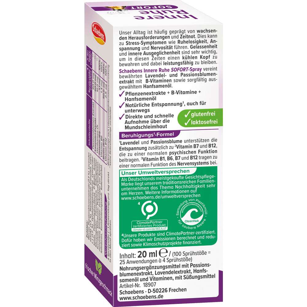 Produktabbildung Schaebens Innere Ruhe, Sofort -Spray + Hanfsamenöl
