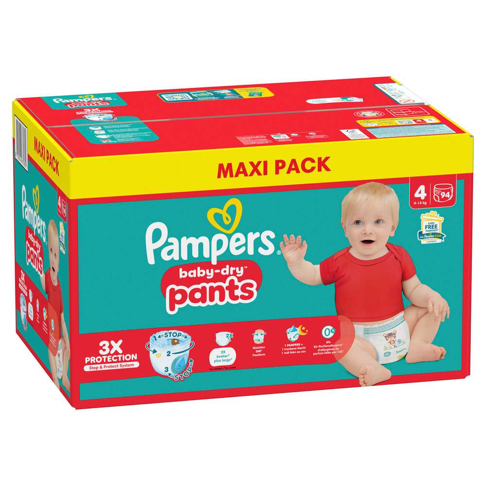 Produktabbildung Pampers Baby Pants Baby Dry Gr.4 Maxi 9-15kg, Big Pack