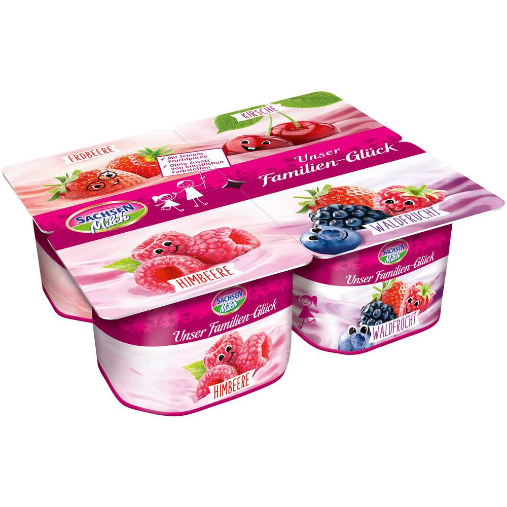 Produktabbildung Sachsenmilch Fruchtjoghurt Unser Familienglück 4er