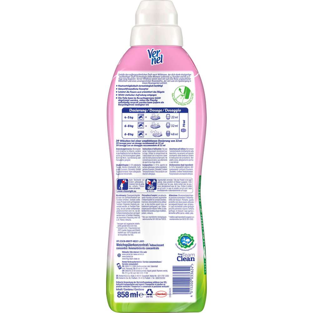 Produktabbildung Vernel Weichspüler Aroma Therapie, Wildrose