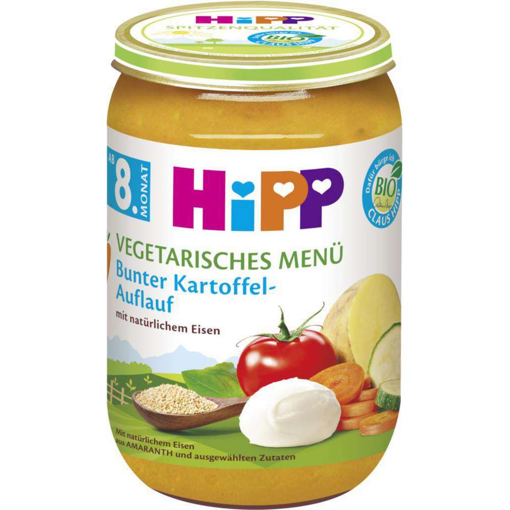 Produktabbildung Hipp Bio Gläschen Vegetarisches Menü, Bunter Kartoffel-Auflauf, ab dem 8. Monat
